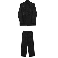 Load image into Gallery viewer, Dark Pattern Stand Collar Wide Leg Trousers Two-piece Suit