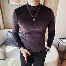 Load image into Gallery viewer, Half Turtleneck Striped Bottoming Shirt