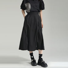 Load image into Gallery viewer, Topstitched A-line Irregular Skirt
