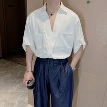 Load image into Gallery viewer, Solid Color Simple V-neck Shirt