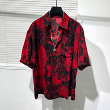 Load image into Gallery viewer, Irregular Printed Loose Red Shirt