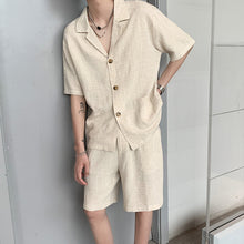 Load image into Gallery viewer, Vintage Cotton Linen Shirt Shorts Two-Piece Set