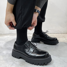 Load image into Gallery viewer, Round Toe Low Heel Lace-up Casual Leather Shoes