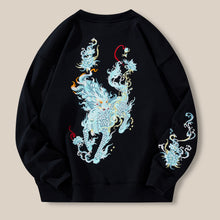 Load image into Gallery viewer, Embroidered Loose Round Neck Fleece Sweatshirt