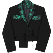 Load image into Gallery viewer, Brocade Embroidered Bamboo Patchwork Buttoned Short Blazer
