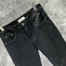 Load image into Gallery viewer, Casual Permed Ripped Black Stretch Denim Pencil Pants