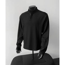 Load image into Gallery viewer, Ribbed Textured Band Collar Henley Shirt
