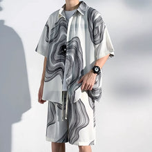 Load image into Gallery viewer, Summer Thin Ice Silk Drape Casual Shirt Loose Shorts Two-piece Set