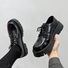 Load image into Gallery viewer, Round Toe Low Heel Lace-up Casual Leather Shoes
