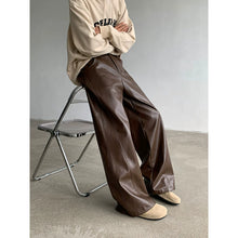 Load image into Gallery viewer, Vintage PU Leather Straight Wide-leg Casual Pants