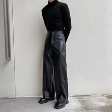 Load image into Gallery viewer, PU Leather Straight Wide-leg Casual Pants