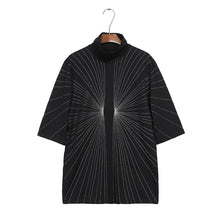 Load image into Gallery viewer, Ray Embroidery Loose Stand Collar Casual T-shirt