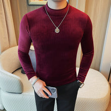 Load image into Gallery viewer, Half Turtleneck Striped Bottoming Shirt