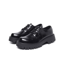 Load image into Gallery viewer, Round Toe Low Heel Lace-up Casual Leather Shoes