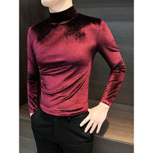 Load image into Gallery viewer, Gold Velvet Half Turtleneck Bottoming Shirt