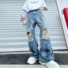Load image into Gallery viewer, Ripped Denim Straight Vintage Patchwork Wide-leg Pants