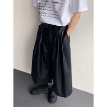 Load image into Gallery viewer, PU Leather Pleated Loose Wide-leg Cropped Trousers