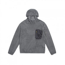Load image into Gallery viewer, Fluffy Fleece Contrast Zipper Chest Pocket High Neck Hooded Pullover