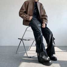 Load image into Gallery viewer, Retro Rivet Deconstructed Motorcycle Pu Leather Pants