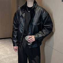 Load image into Gallery viewer, Black Shoulder Padded Motorcycle Short Jacket