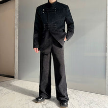 Load image into Gallery viewer, Dark Pattern Stand Collar Wide Leg Trousers Two-piece Suit