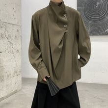 Load image into Gallery viewer, Retro Irregular Button Stand Collar Shirt