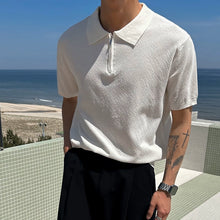 Load image into Gallery viewer, Casual Polo Collar Zipper T-shirt