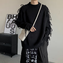Load image into Gallery viewer, Solid Color Fringed Crew Neck Knitted Sweater