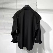 Load image into Gallery viewer, Fake Two Piece Loose Zipper Simple Shirt
