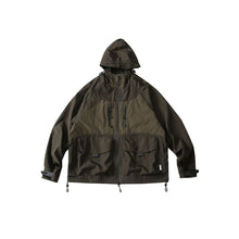 Load image into Gallery viewer, Color-blocked Large Pocket Shooded Windbreaker