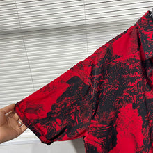 Load image into Gallery viewer, Irregular Printed Loose Red Shirt