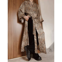 Load image into Gallery viewer, Leopard Satin Long Loose Pajamas