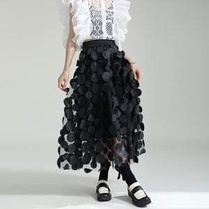 Retro Three-dimensional Polka-dot High-waist A-line Skirt