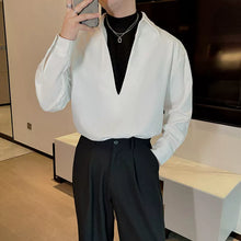 Load image into Gallery viewer, Fake Two-piece Large V-neck Stitching Pullover