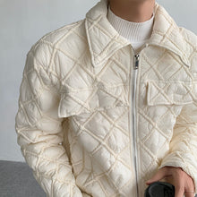Load image into Gallery viewer, Diamond Check Lapel Short Cotton Jacket