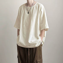 Load image into Gallery viewer, Japanese Loose Large Collar Cotton and Linen T-shirt