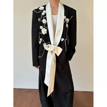 Load image into Gallery viewer, Color-blocked Floral Diamond Suit Jacket