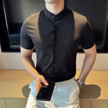 Load image into Gallery viewer, Summer Stand Collar Ice Silk Casual Waffle Shirt
