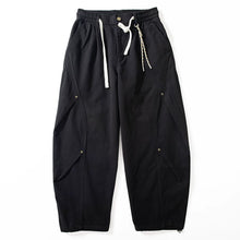 Load image into Gallery viewer, Heavyweight Cotton Rivet Detail Drawstring Curved Wide-leg Trousers
