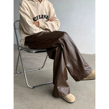 Load image into Gallery viewer, Vintage PU Leather Straight Wide-leg Casual Pants