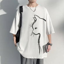 Load image into Gallery viewer, Cat print short-sleeve T-shirt