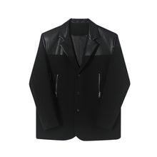 Load image into Gallery viewer, PU Leather Panel Blazer