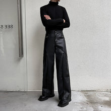 Load image into Gallery viewer, PU Leather Straight Wide-leg Casual Pants