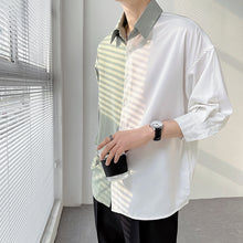Load image into Gallery viewer, Summer Ice Silk Two-Tone Panel Shirt