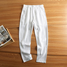 Load image into Gallery viewer, Linen Breathable Loose Drawstring Straight Trousers