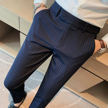 Load image into Gallery viewer, Striped Business Casual Slim Fit Suit Pants