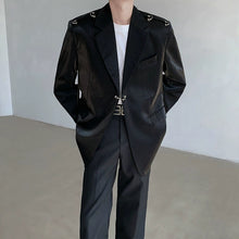 Load image into Gallery viewer, Casual Studded Silhouette Loose Blazer with Padded Shoulders