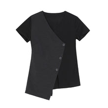 Load image into Gallery viewer, Black Irregular V-Neck Shirt
