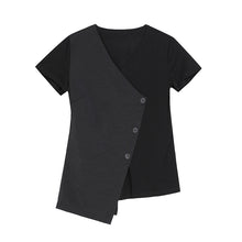 Load image into Gallery viewer, Black Irregular V-Neck Shirt