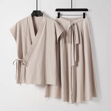 Load image into Gallery viewer, Two Piece Vest Sleeveless Cotton And Linen Suit
